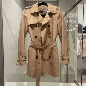 Beige trench coat midi length